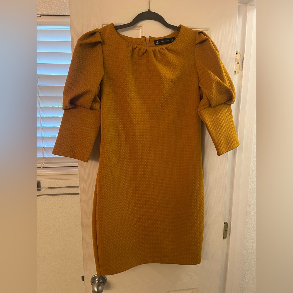 New York & Company Elegant Mustard Dress